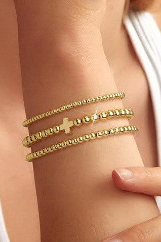 Cross Ball Chain Multilayer Bracelet