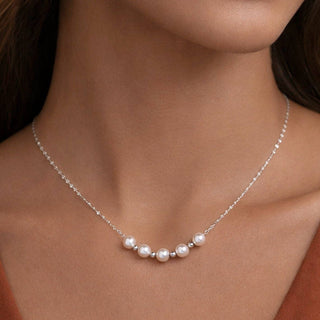 Waterproof Pearl and Silver Beaded Necklace