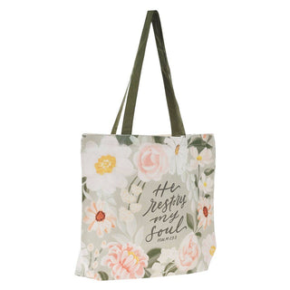 Tote Canvas He Restores My Soul Ps. 23:3