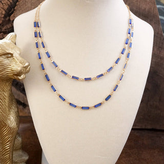 Twice the Sparkle – Double Layer Baguette Crystal Necklace in Gold Tone