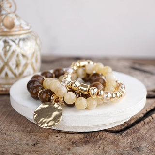 Gilded Sorbet Stack – Set of 3 Stretchy Beaded Summer Bracelets