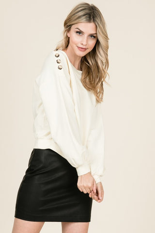 Buttoned Ease French Terry Top