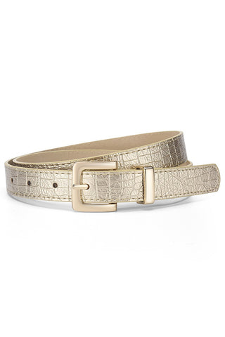 The Polished Finish Croc-Embossed Belt – Gold