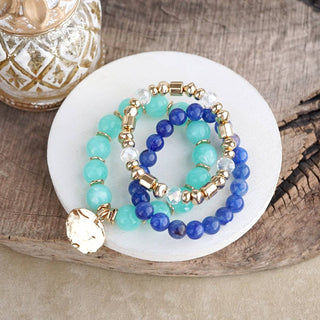Gilded Sorbet Stack – Set of 3 Stretchy Beaded Summer Bracelets