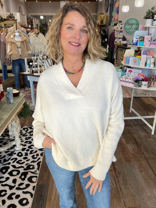 Cozy Knit V-Neck Sweater Top