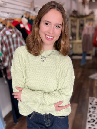 Zigzag Sweater in Lime