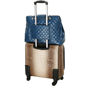 Oversize Quilted Satchel with Trolley Sleeve in Red