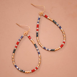 Patriotic Beaded Teardrop Earrings