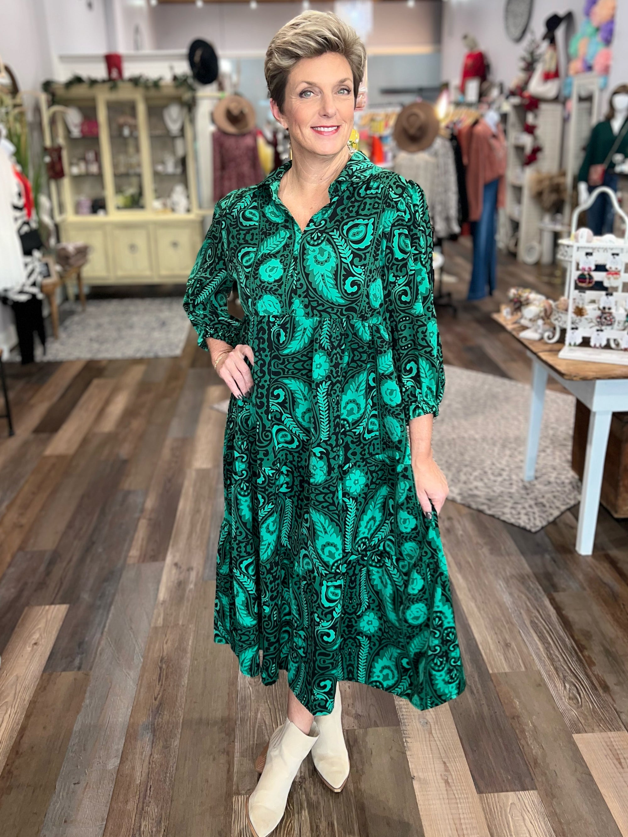 Paisley Tiered Midi Dress