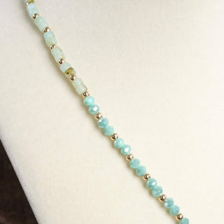 Short Beaded Clover Pendant Necklace with Semi-Precious Stone Beads