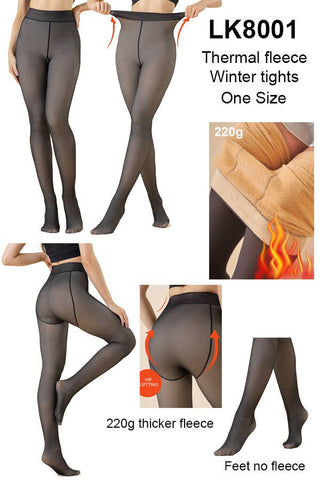 Sheer Fleece Lined Tights -Nude or Black