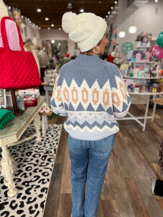 The Aztec Patterned Mock-Neck Sweater