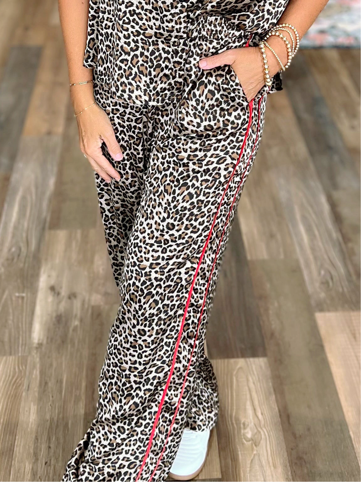 Leopard Side Contrast Track Pants