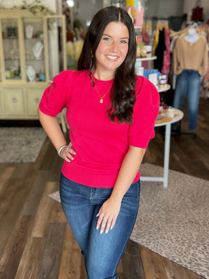 Viscose Puff Short Sleeve Sweater