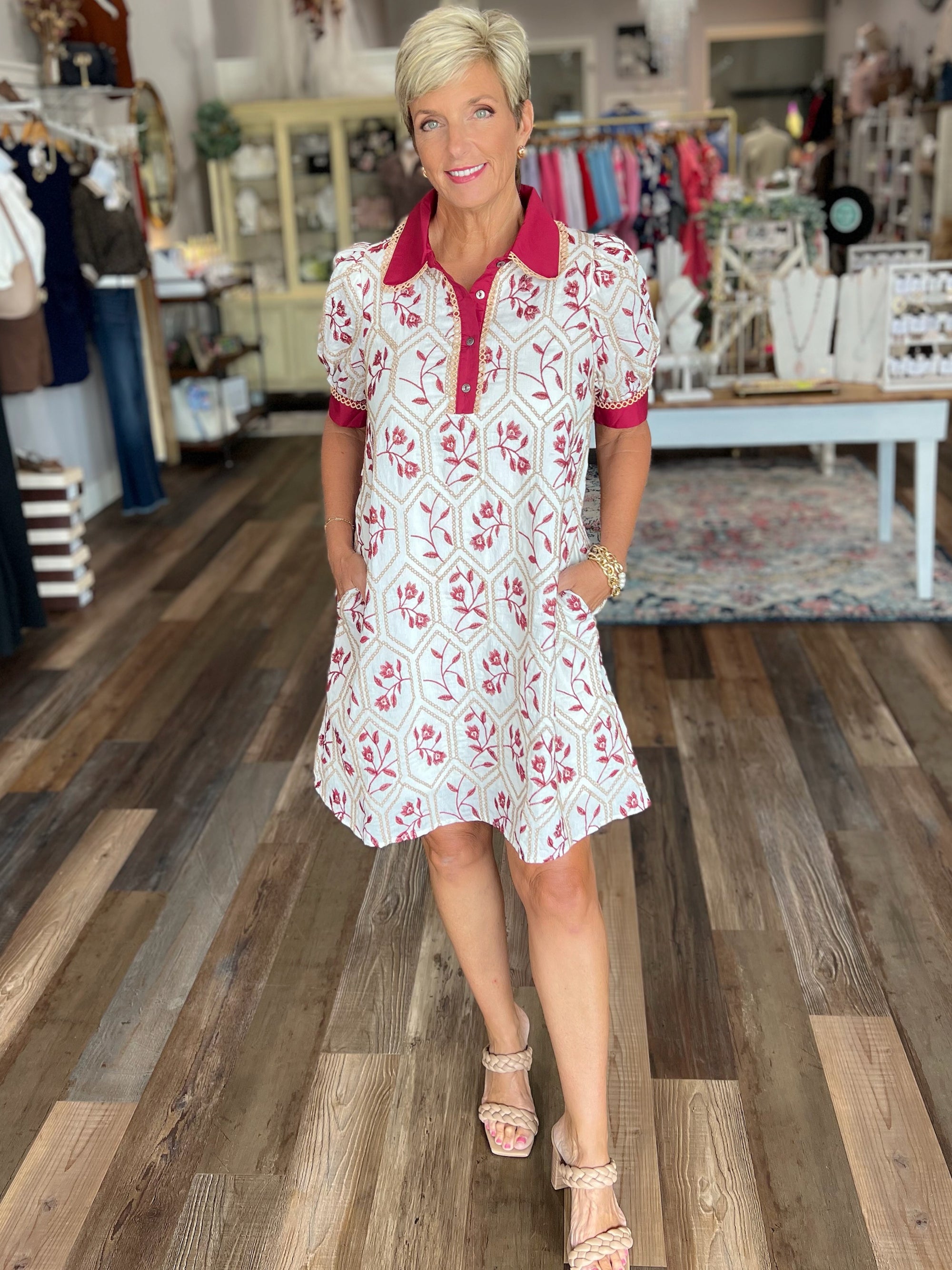 The Cottage Bloom Dress in Brick