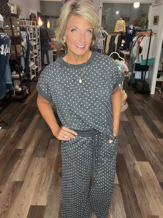 Charcoal Polka Dot Scuba Set
