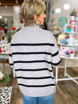 The Morning Mood Striped Sweater in Charcoal and Black