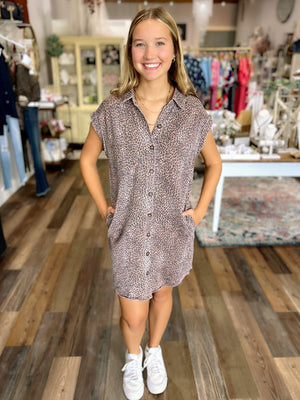Wild Side Button-Up Leopard Dress