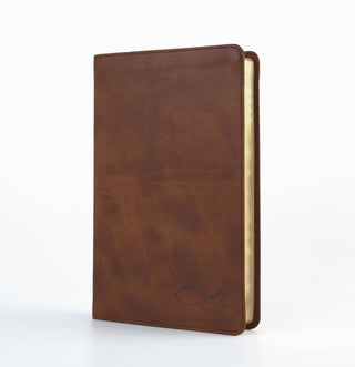 The KJV Study Bible - Chestnut Brown with Fish Engraved