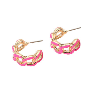 Enamel Chain Hoop Earrings