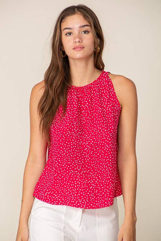 Polka Dot Sleeveless Blouse in
