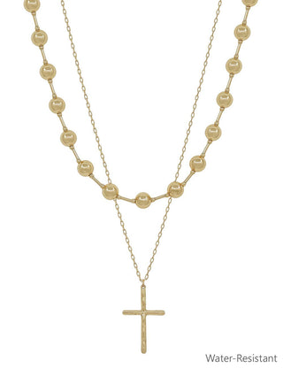 Grace Upon Grace Layered Cross Necklace - Water Resistant