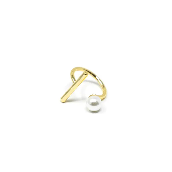 Gold Bar and Pearl Ring