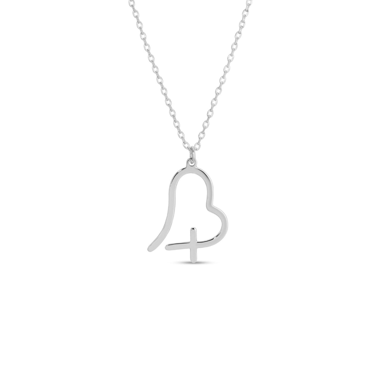 Everyday Free Form Heart with Cross Pendant Necklace