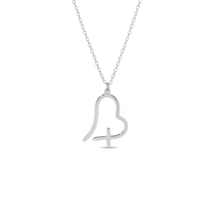Everyday Free Form Heart with Cross Pendant Necklace