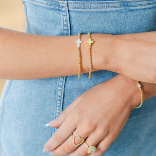 4mm Stretch Beaded Bracelet w/ Cross RESTOCK!