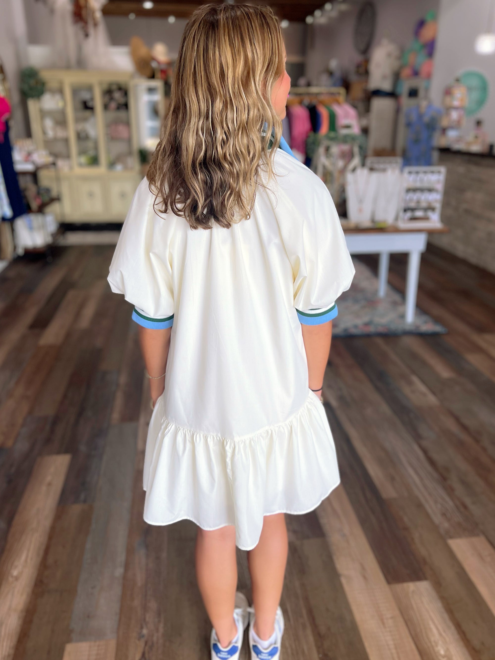 Zippered Collar Dress with Contrast Trim