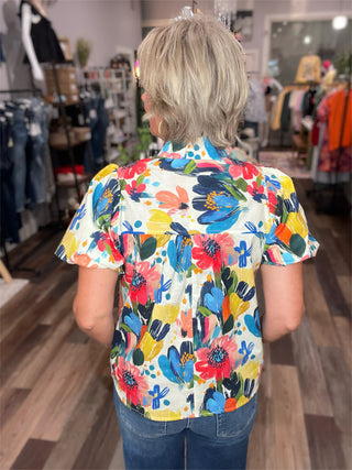 Painted Garden Quarter Zip Top