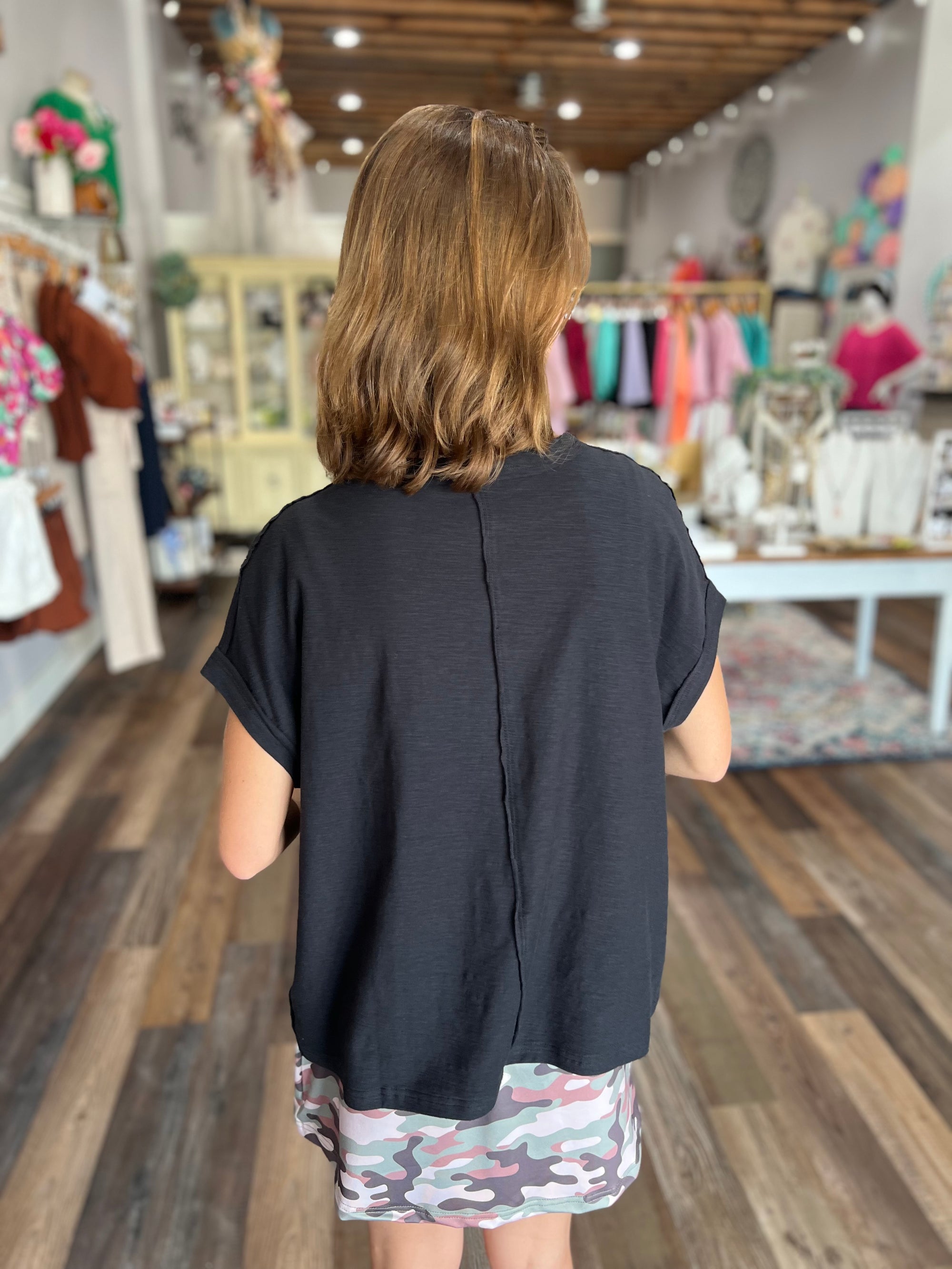 Cotton Slub Tee in Black