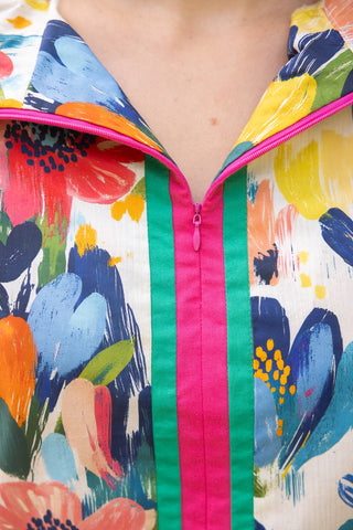 Painted Garden Quarter Zip Top