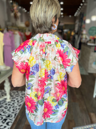 Fresh Bloom Button-Down Blouse