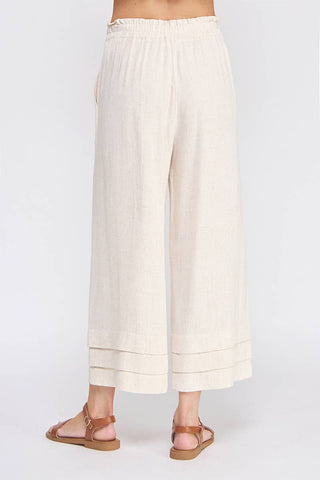 Elastic Ruffle Waist Ankle Pants