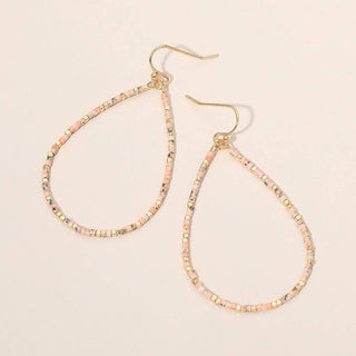 Seed Beaded Teardrop Hoop Drop Dangle Earrings