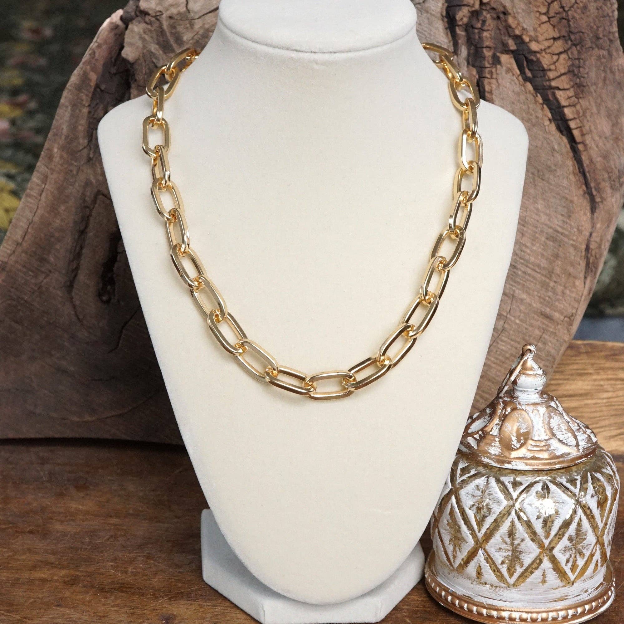 Chunky Cable Chain Necklace in Gold Tone
