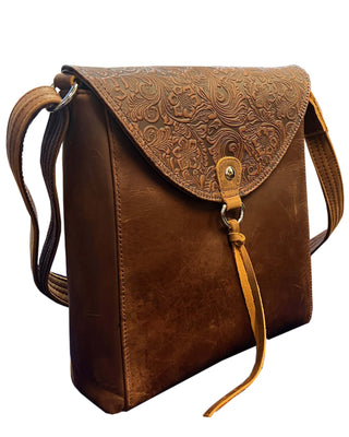 Vintage leather crossbody shoulder bag with adjustable strap