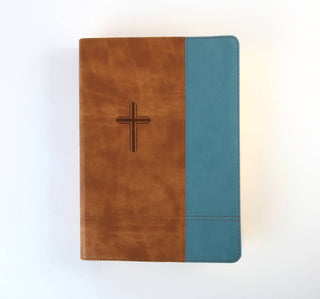 The Barbour Simplified KJV--Large Print [Rust & Stone with Cross Engraved]