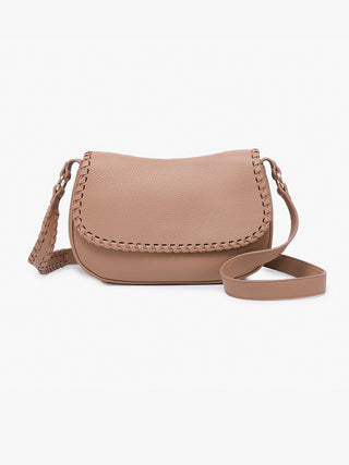 Daia Whipstitch Flapover Crossbody w/ Whipstitch Strap