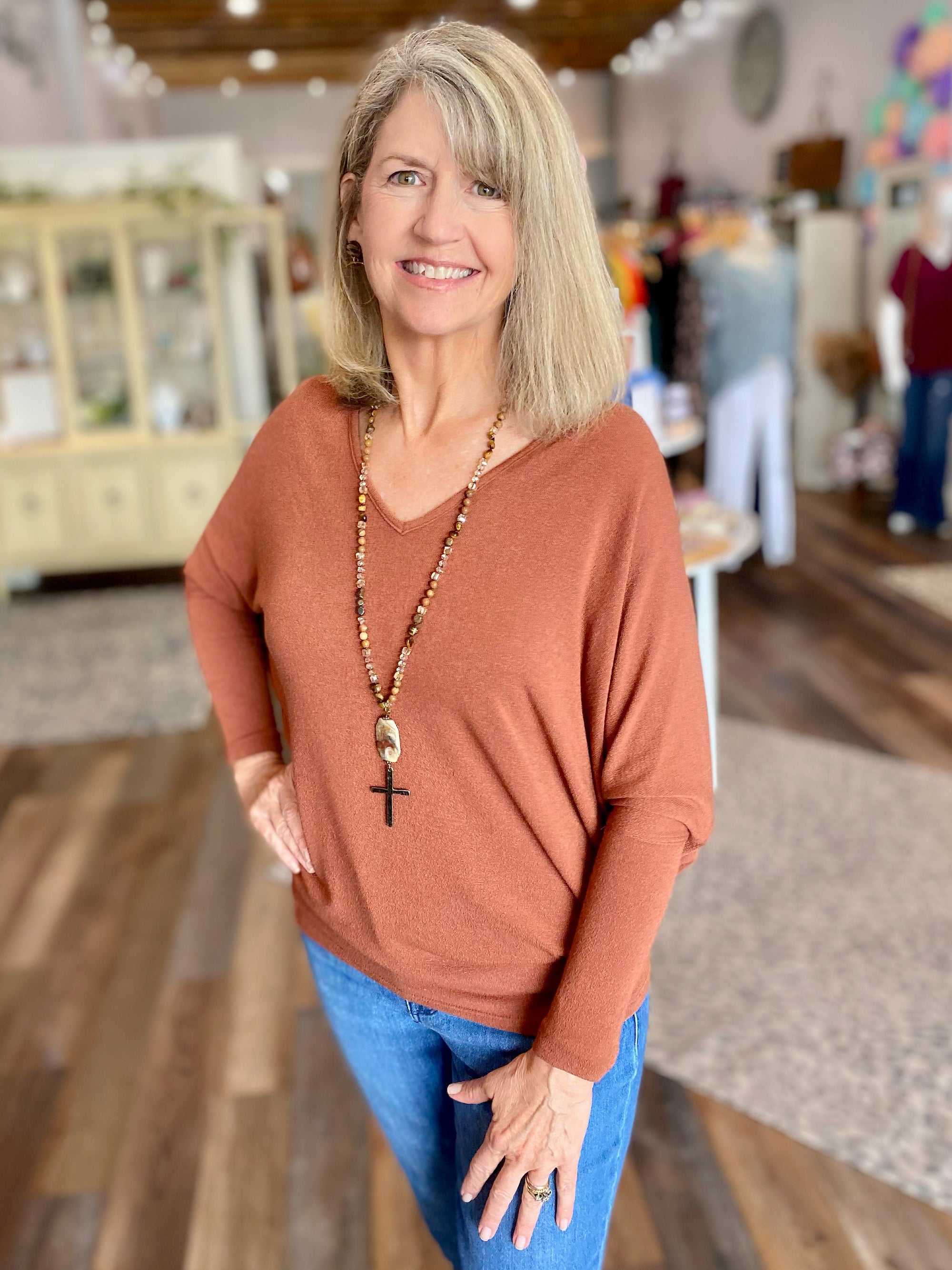 Rust Dolman Sleeve Top
