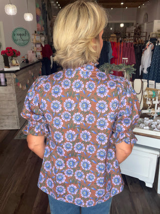 Bluebell & Brown Floral Top