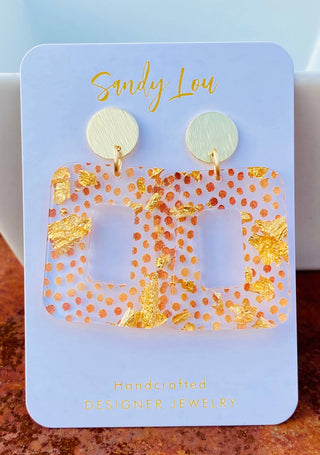 Golden Glow Confetti Statement Earrings