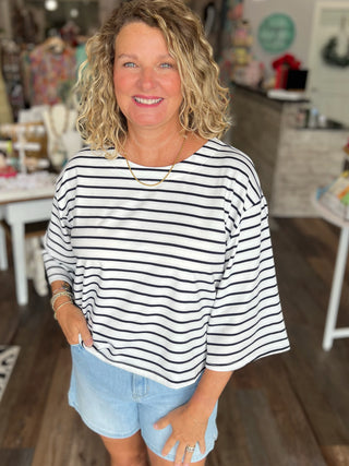 Sail Away Top in Navy Stripe
