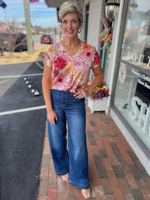 Sunset Bloom Short Sleeve Top