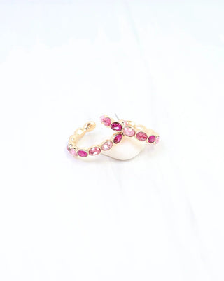 Karter Jeweled Hoop Earring Pink Multi