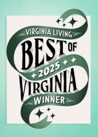 Virginia Living Best of Virginia 2025 Winner badge on teal background.