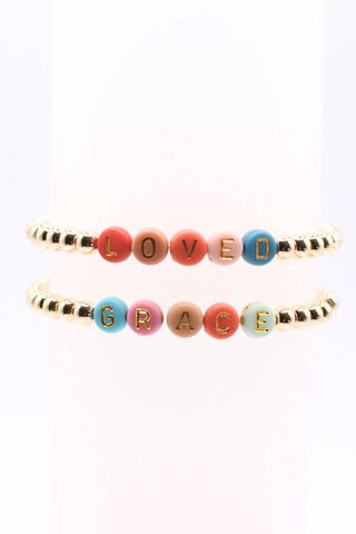 Christian Word Bracelets – Loved & Grace, Faith Jewelry Gift
