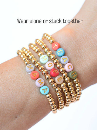 TEACH Letter Gold Bead Bracelet – Thank you teacher Jewelry